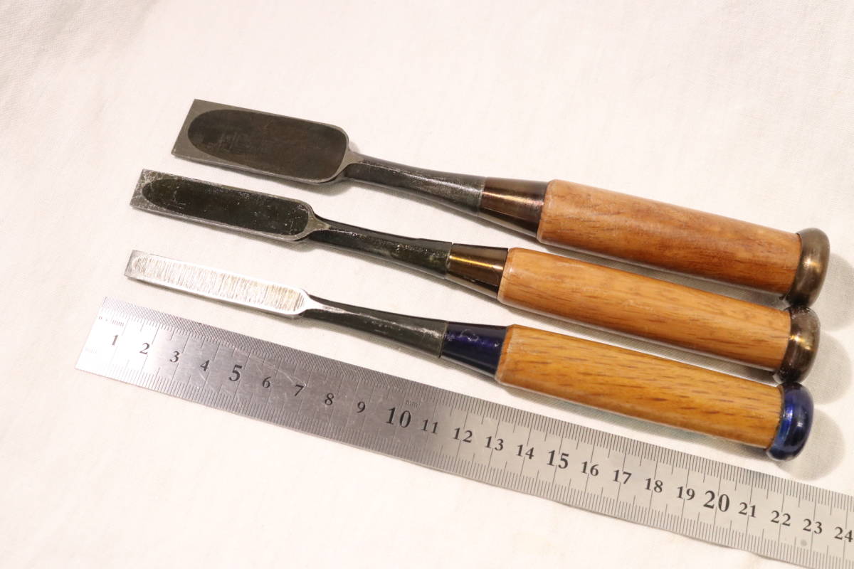 9mm 15mm 24mm 鑿 3本まとめ 在銘 豊明 東九郎 ノミ 大工道具 ノミ