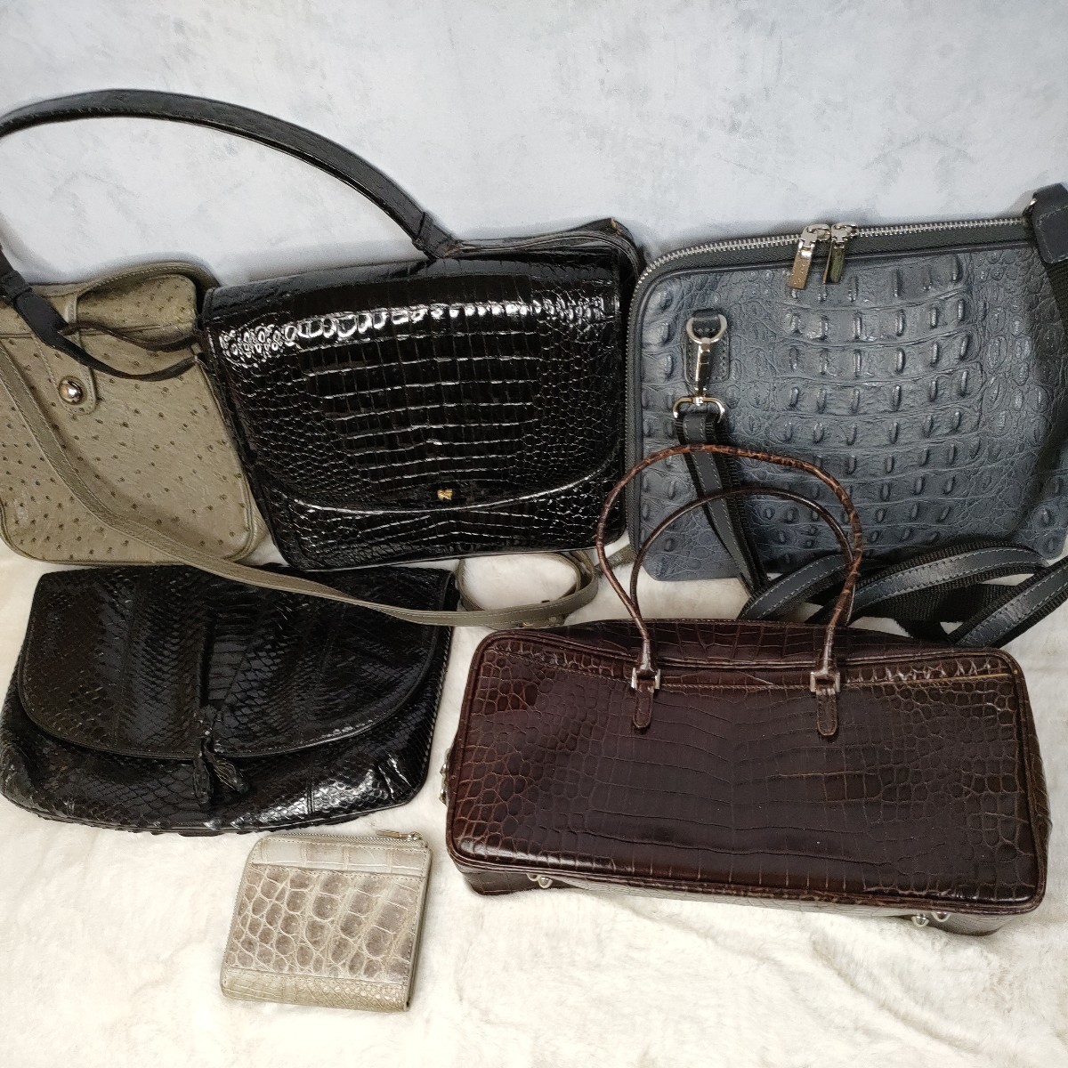 エキゾチックレザー バッグ 小物 6点　クロコダイル　オーストリッチ　パイソン　JRA認定　ニナリッチ　フォクシー