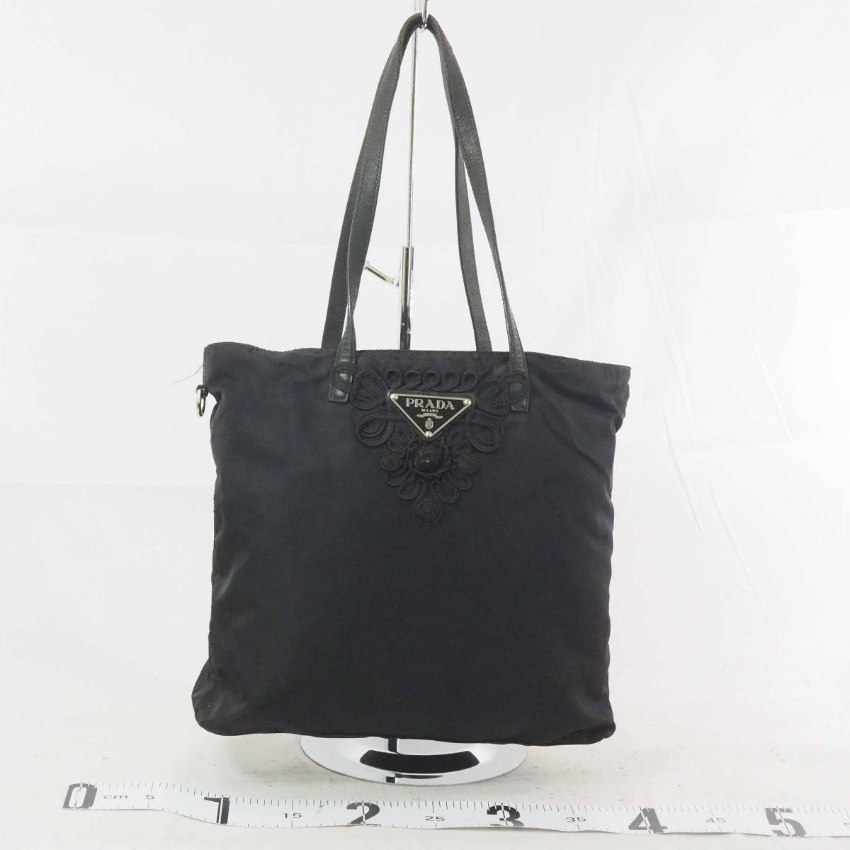 プラダ PRADA MILANO 三角ロゴ ナイロン×レザー ブラック トートバッグ