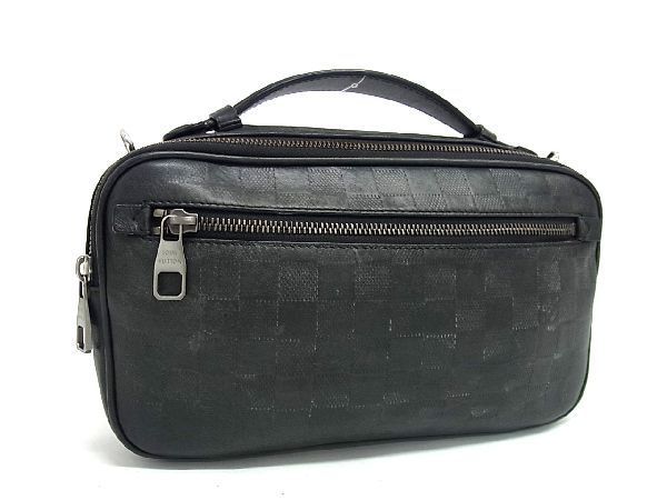 1円 LOUIS VUITTON ルイヴィトン N41288 ダミエアンフィニ アンブレール ハンドバッグ セカンドバッグ メンズ ブラック系 AS1025