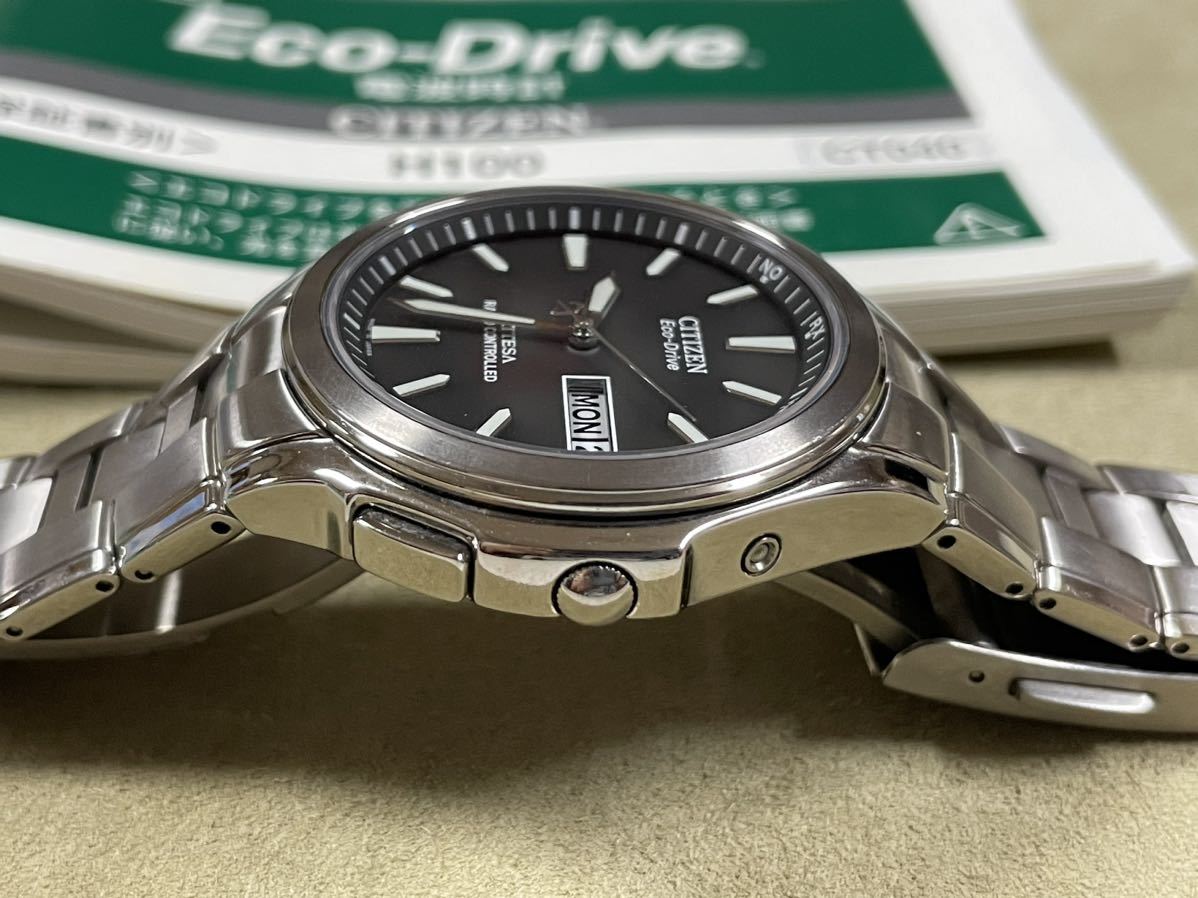 1円スタート】CITIZEN シチズン アテッサ エコドライブ 電波時計 H100 