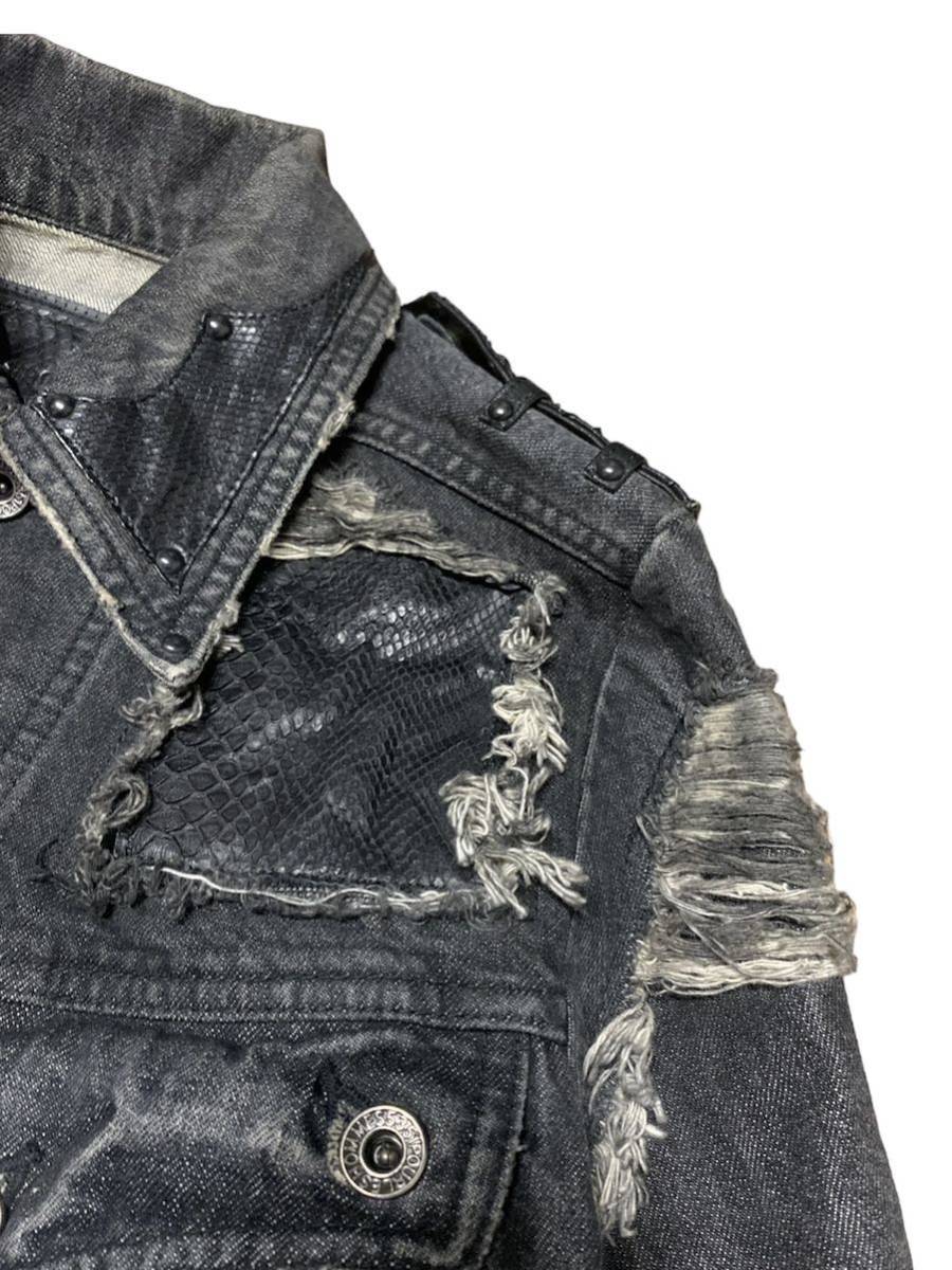 00s 5351 pour les hommes python damage denim jacket archive 