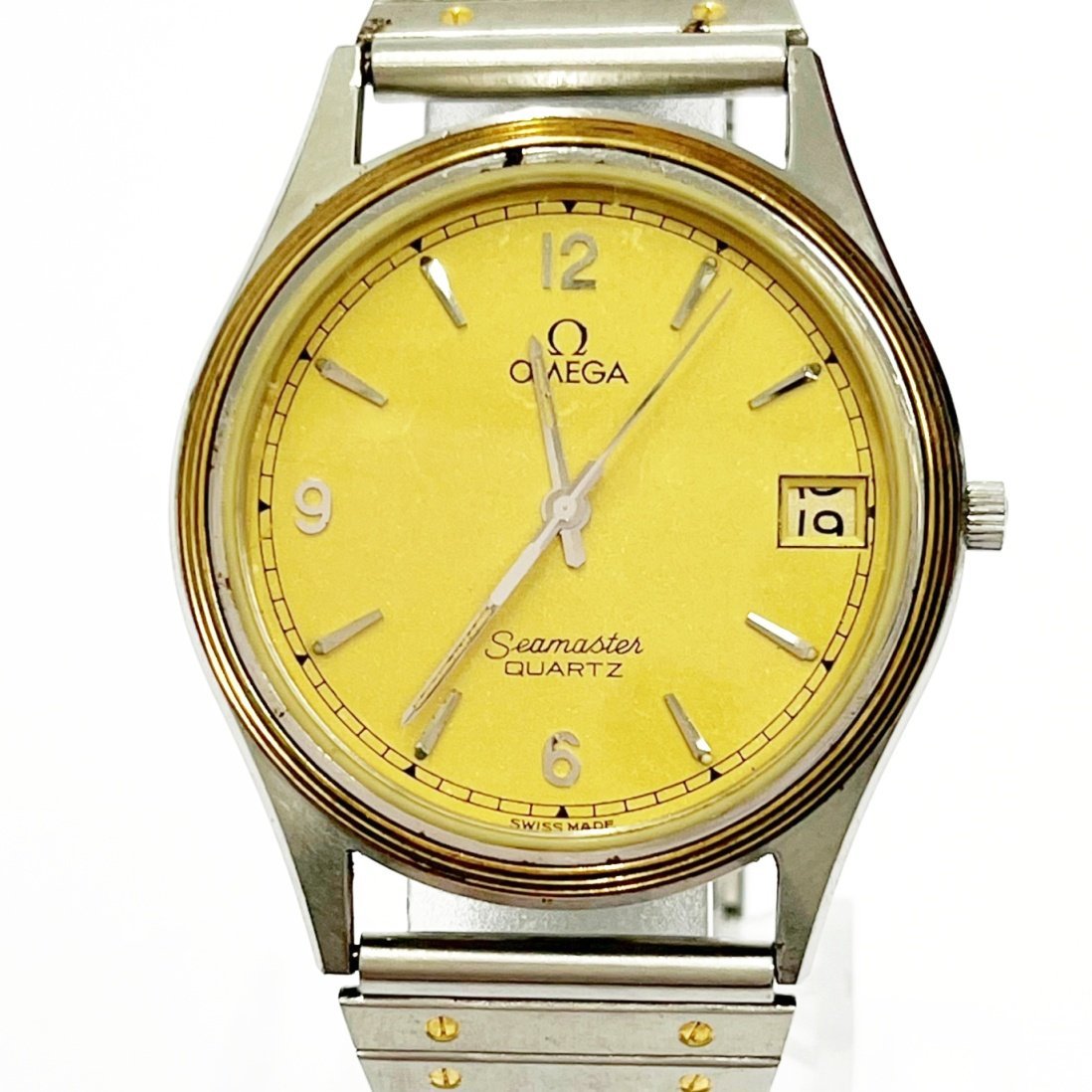 【1円スタート】OMEGA オメガ シーマスター SS ゴールド文字盤 クオーツ メンズ腕時計 ジャンク 192962