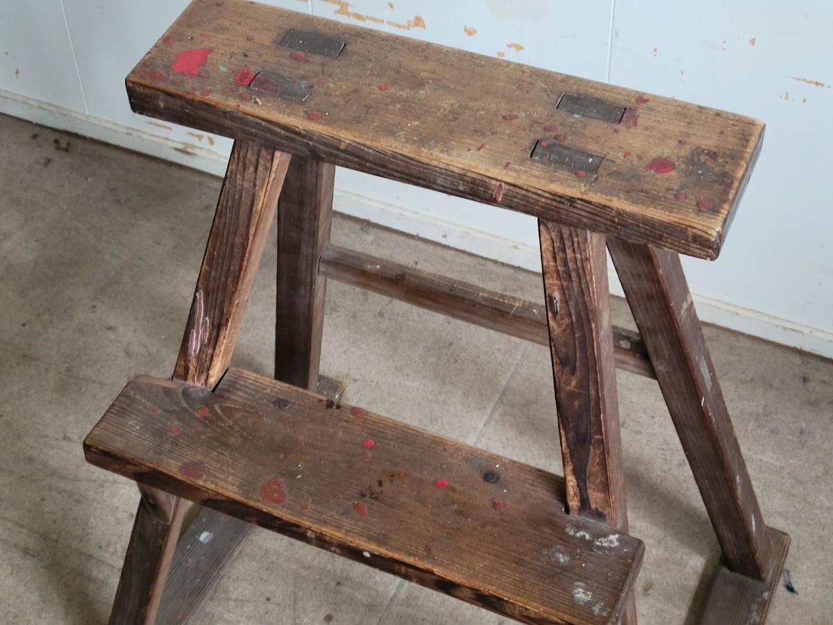 古い木製 上がり台 踏み台 古道具 和家具 作業台 アンティーク家具 