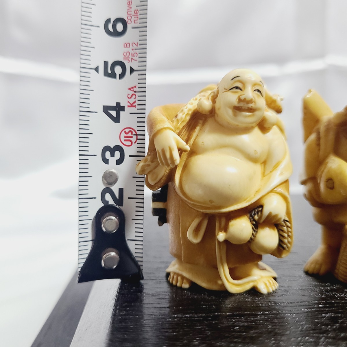 七福神 白之作 向之堂 置物 根付 ガラスケース付き 天然素材 骨董品 