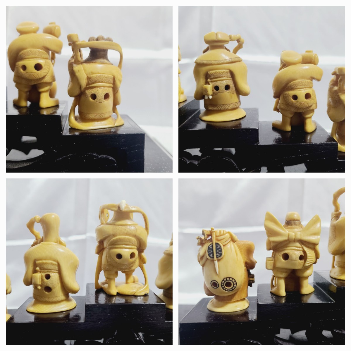 七福神 白之作 向之堂 置物 根付 ガラスケース付き 天然素材 骨董品
