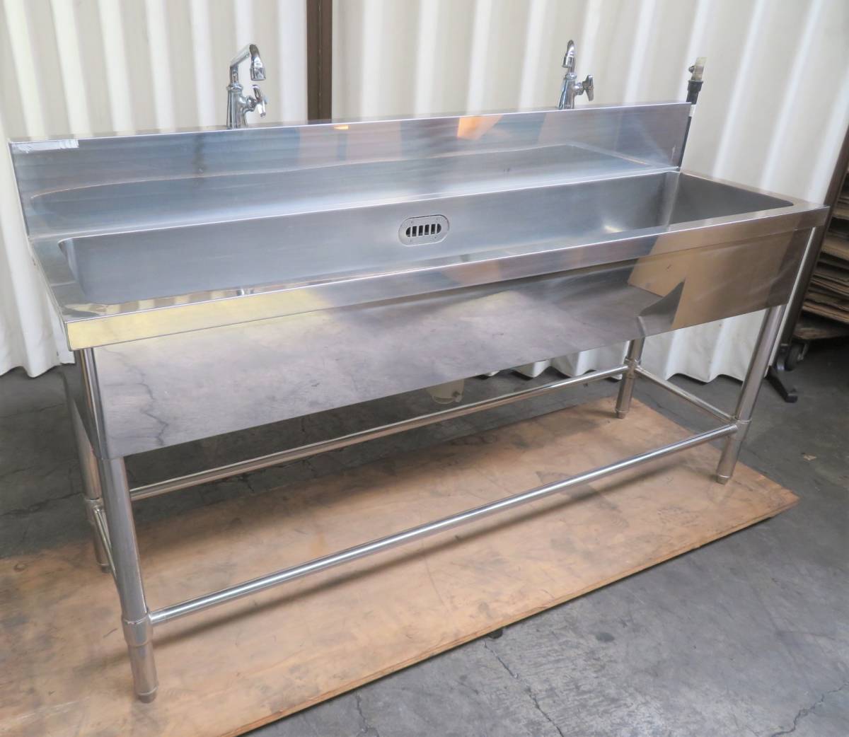 I-899）来店・引き取り限定☆ステンレス製 手洗いシンク☆流し台・1槽シンク★W1500×D450×H700★業務用☆中古品