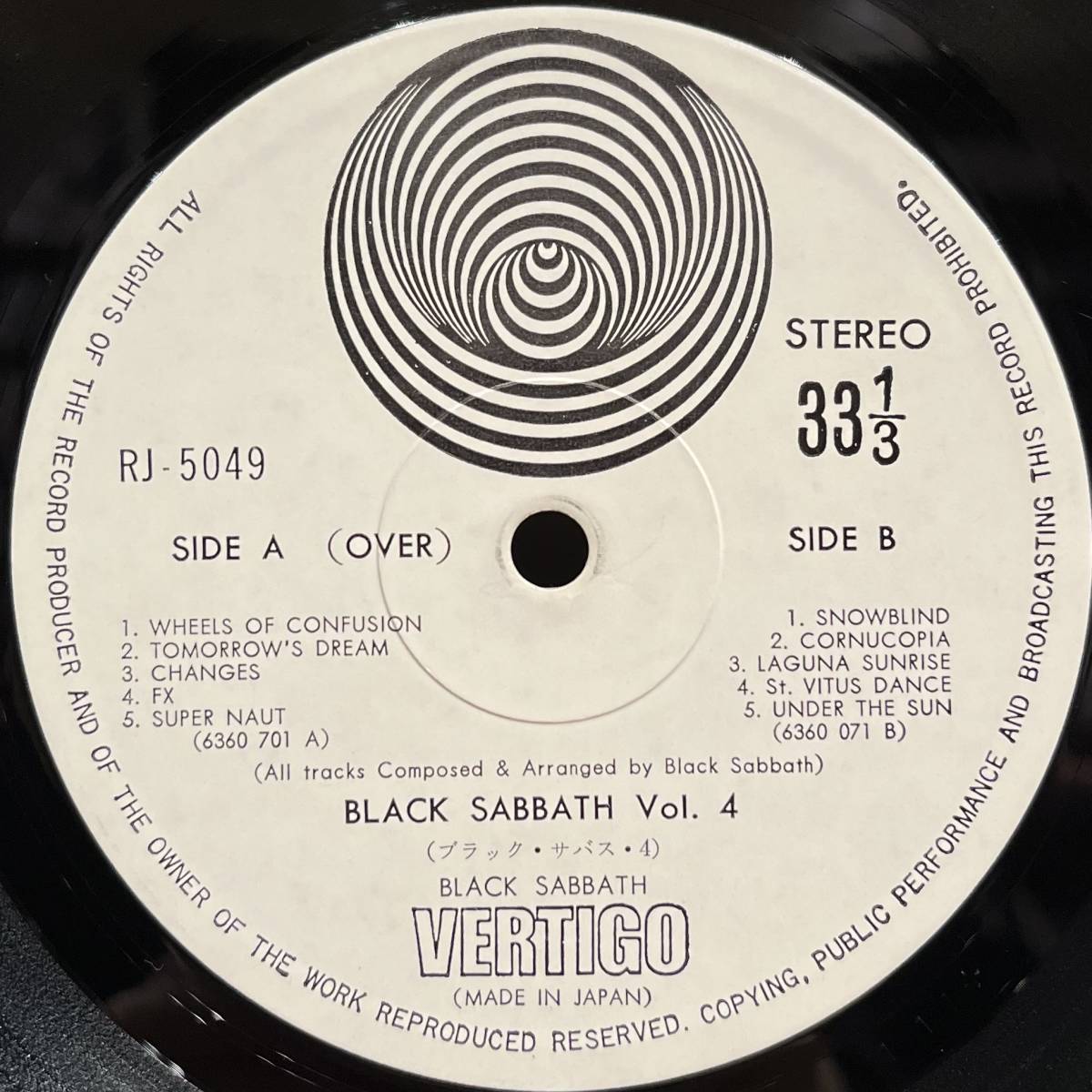 ◇国内初版!希少アナログ盤/LP◇ブラック・サバス Black Sabbath / Vol