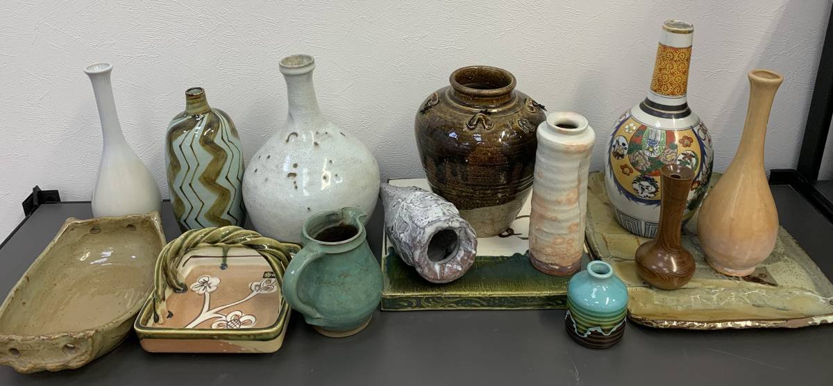 １円〜美濃焼 萩焼 まとめ売り 一輪挿 壺 花台 花瓶 花器 花入 華道 生け花 骨董品 伝統工芸品 小三郎 末次観節 天龍 室内装飾品