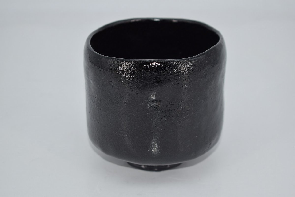 茶道具 抹茶茶碗 黒楽 筒茶碗 谷川 春陽 作 茶道 18-7003 茶道具