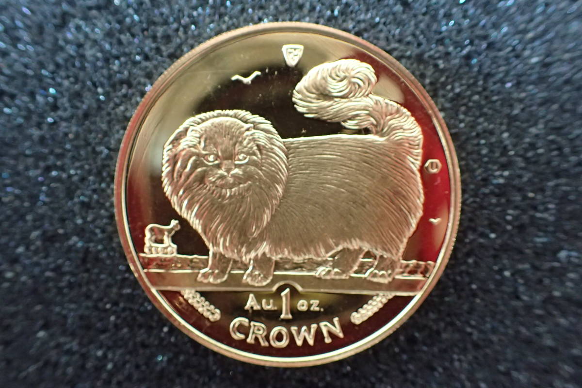 ★イギリス領 マン島キャットコイン・K24純金・1997・ロングヘアースモークキャット・1オンス・本物保証★