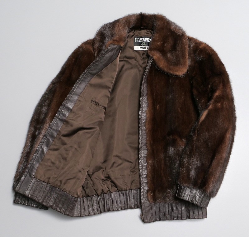 MF4787◇エンバ EMBA MEN'S マホガニーミンク MINK 高級本毛皮 ジップ