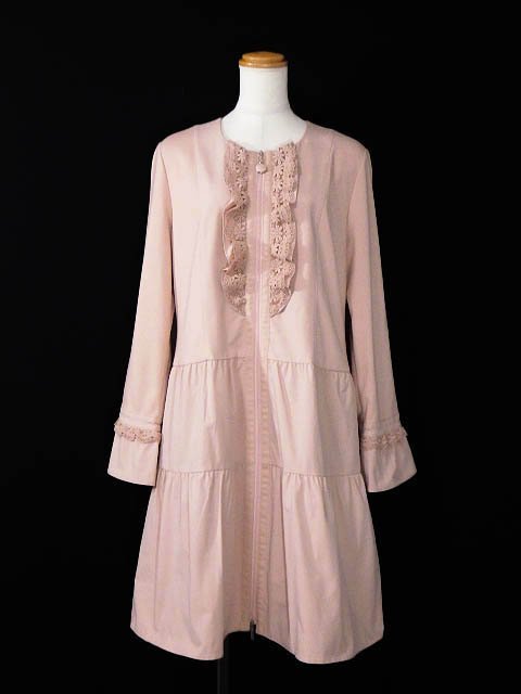 ☆美品☆スーパービューティー/素材切替コートワンピース:42/くすみピンクyt190