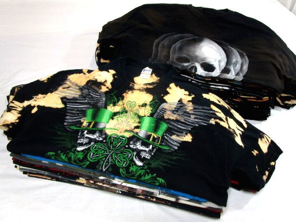 アメリカ輸入★ブリーチ加工 スカル/ドクロ プリント Tシャツ 大量 58枚セット★古着卸 サイズMIX 半袖 骸骨 USA オススメ まとめ売り GF-8