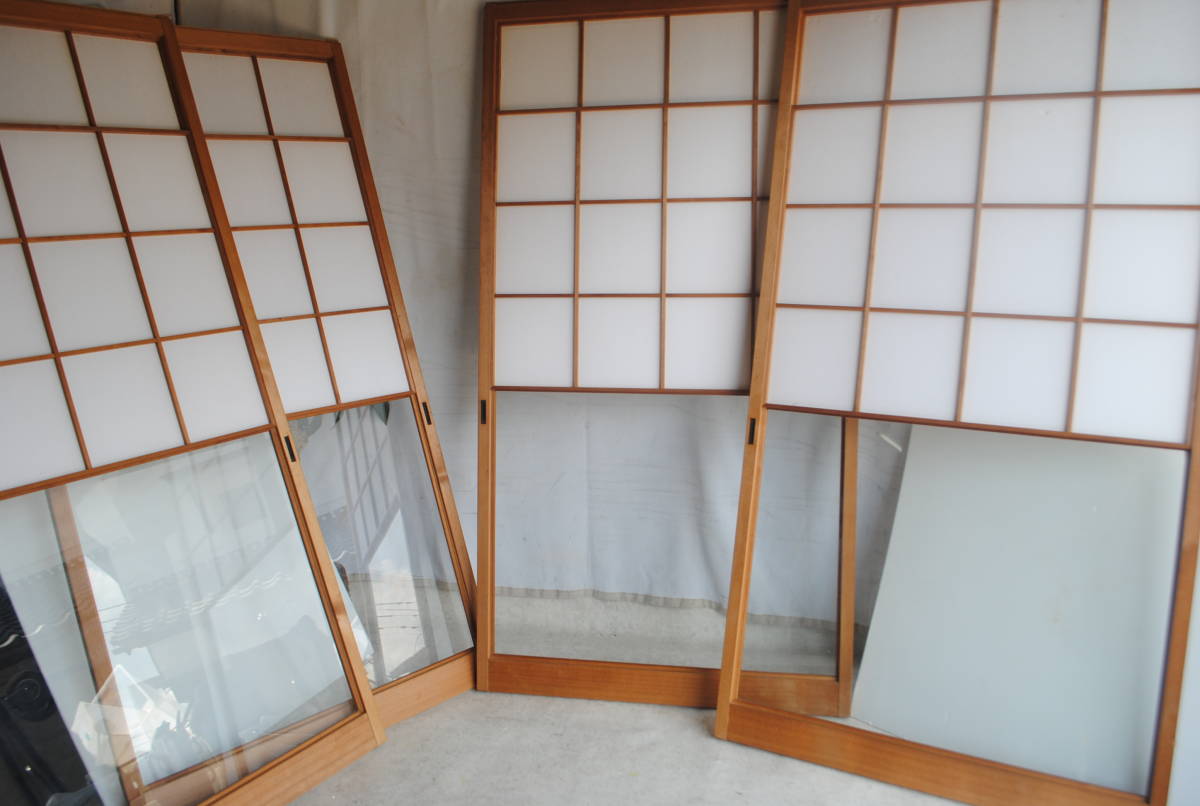 の32【直接引取対応＊京都発】4枚セット/雪見障子戸/古建具/引き戸