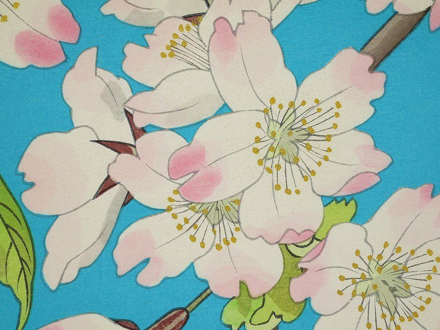 □真作保証□【中島千波】 木版画 花の瞬間より「大島桜」 アダチ版画