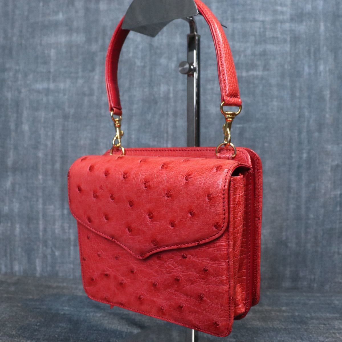 新品，HOT １円スタート オーストリッチ ミニバッグ お財布ポシェット 多機能 ダチョウ genuine ostrich 駝鳥 エキゾチックレザー 1スタ レッド(オーストリッチ)｜売買されたオークション情報、yahooの商品 オーストリッチ