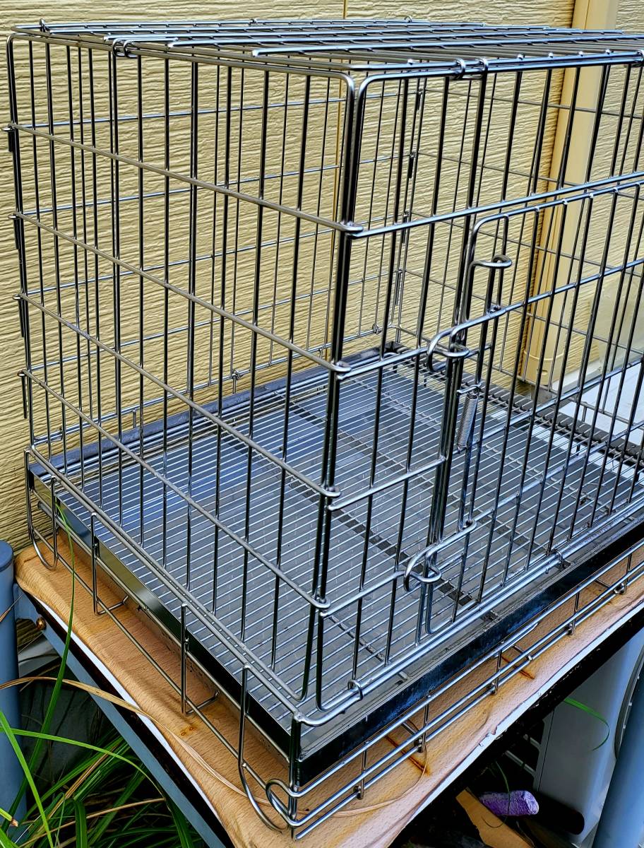 ハチコウ ステンレス製折りたたみケージ 犬・猫ケージ 幅60㎝×奥行45