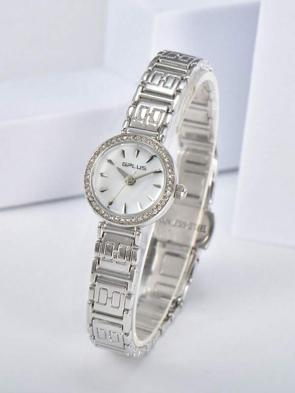 レディース アクセサリー クォーツ腕時計 腕時計 レディース クオーツ シルバー ステンレスバンド ラインストーン装飾
