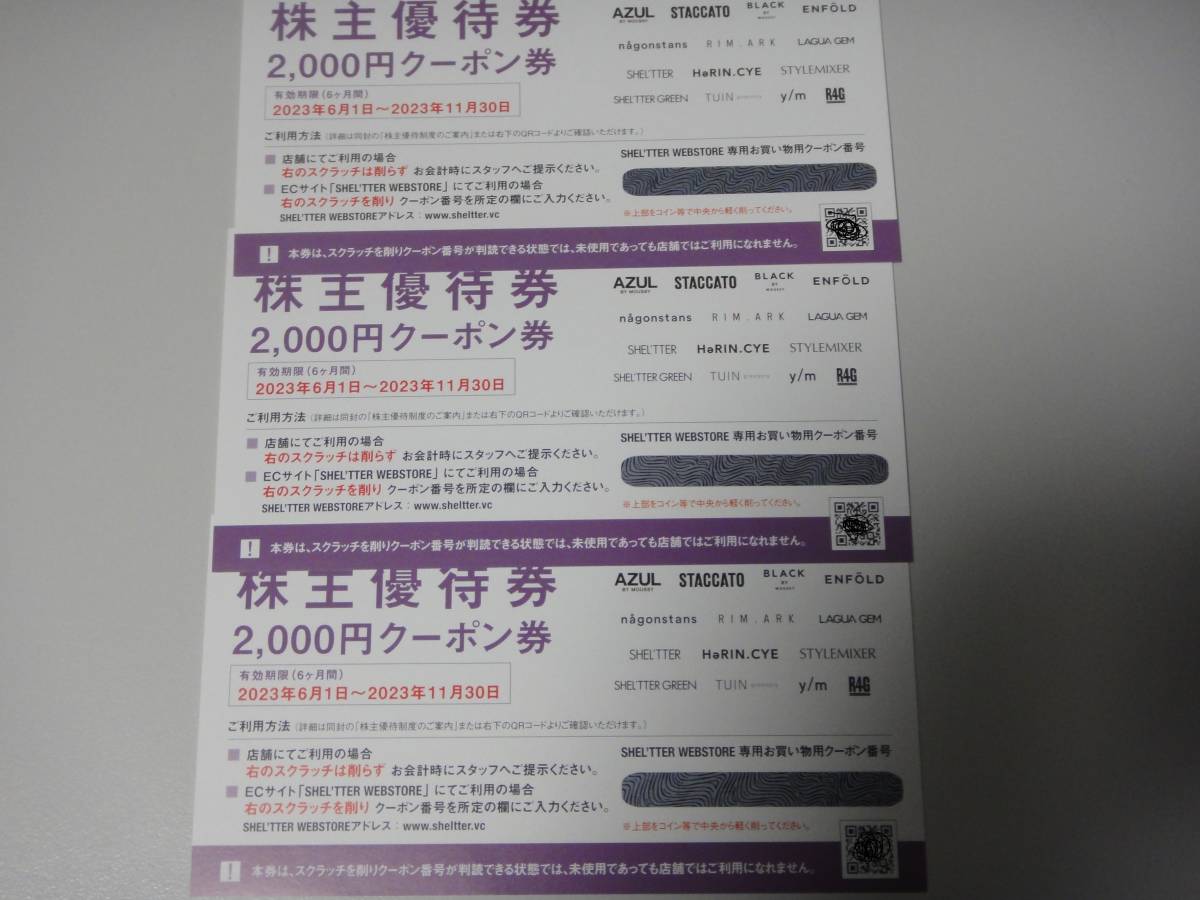 ☆1円～ バロックジャパンリミテッド 株主優待券 6000円分