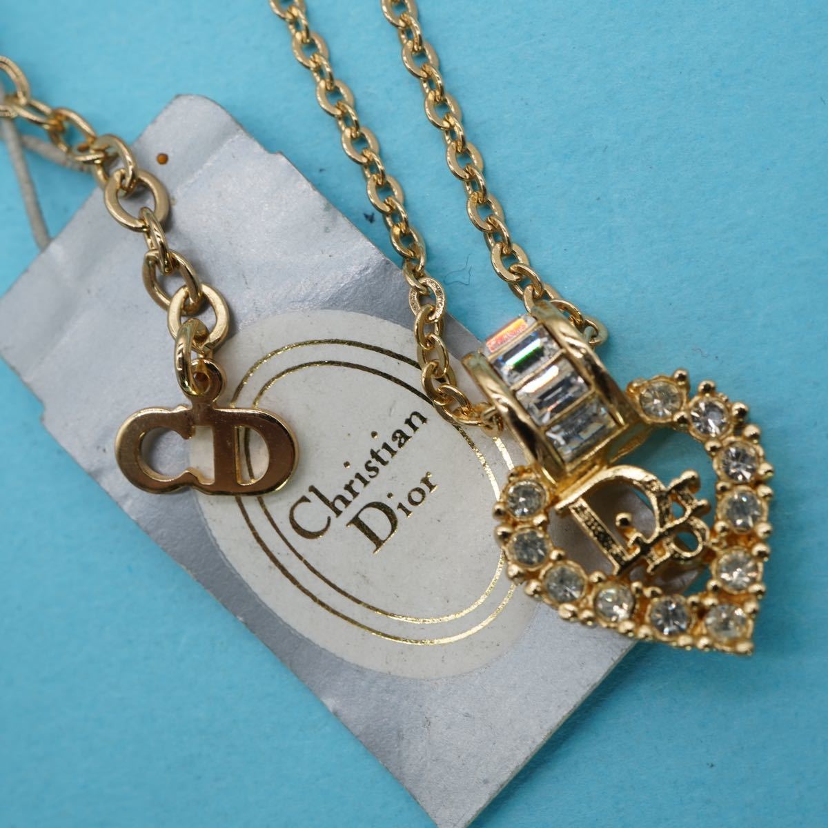 655】Christian Dior クリスチャンディオール ハート ネックレス 長さ 