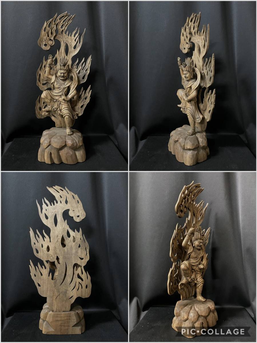 大型55cm 井波彫刻 仏教工芸品 木彫仏教 精密彫刻 仏師で仕上げ品 蔵王 
