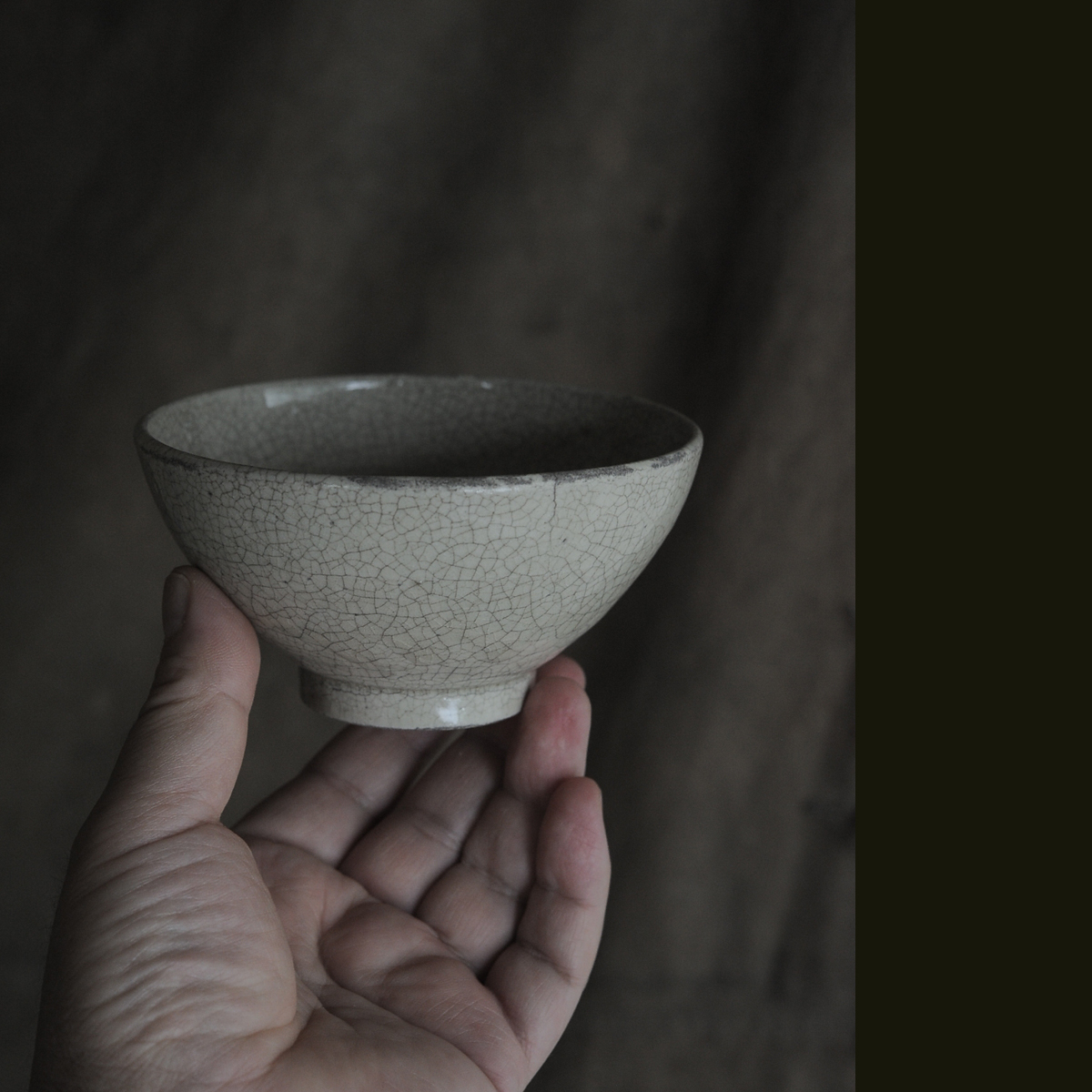 御深井釉 柳茶碗 江戸後期 19世紀 酒器碗 瀬戸美濃 古道具 古