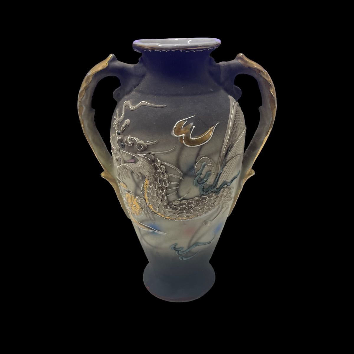 オールドノリタケ？ 作者不明 龍 花瓶 壺　高さ16cm