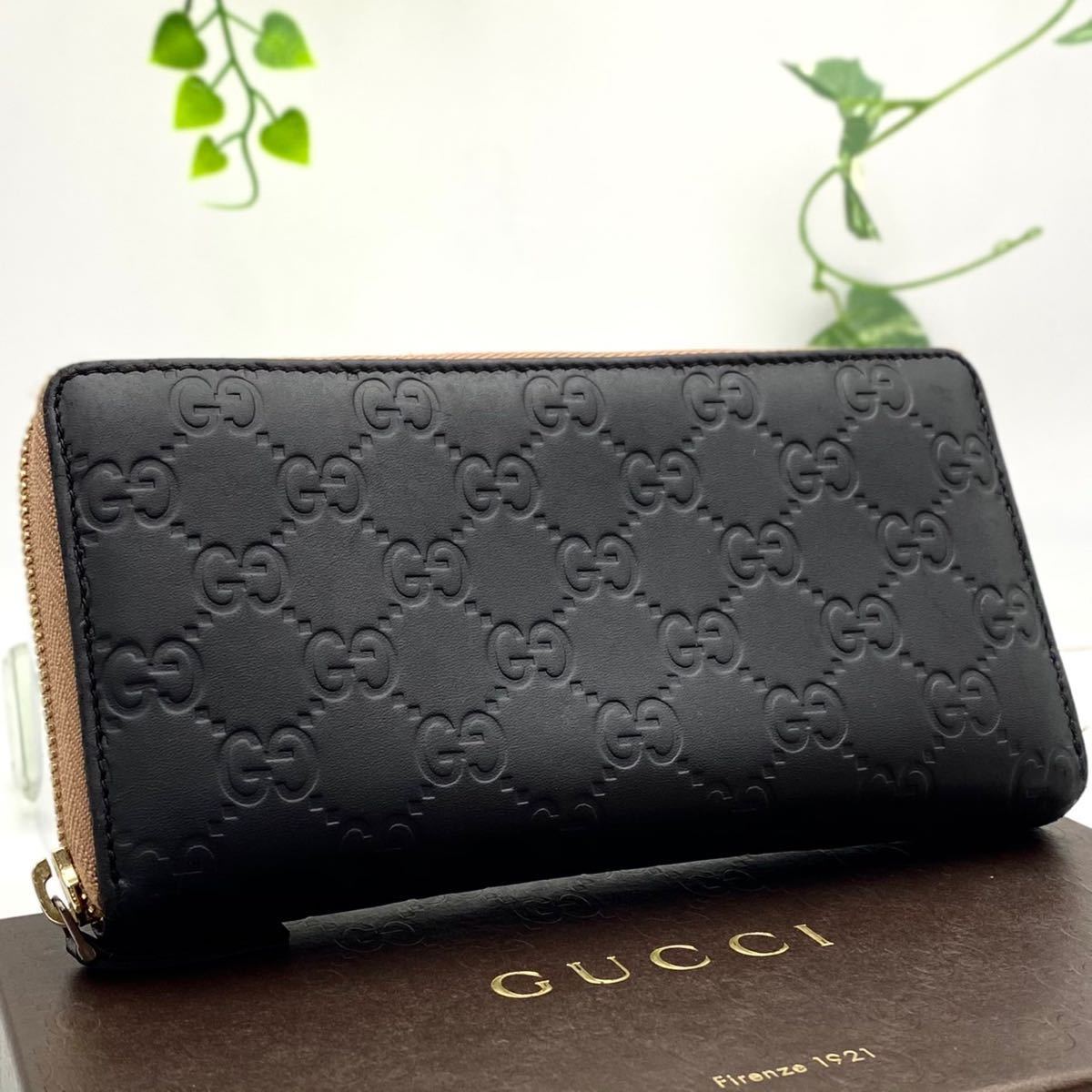 極美品 GUCCI シマ ラウンドファスナー sima レザー 型押し ソーホー インターロッキング ダブルG キャンパス グッチ 