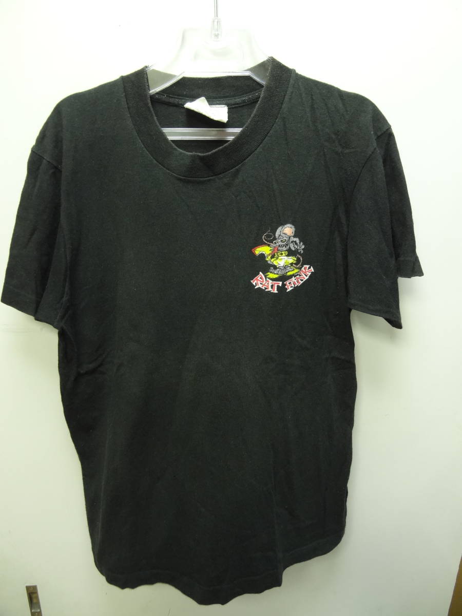 全国送料無料 アメリカ USA古着 1987年ビンテージ Ed Roth RAT FINK ラットフィンク MADE IN USA メンズ 黒色スケートボードRAT Tシャツ M 