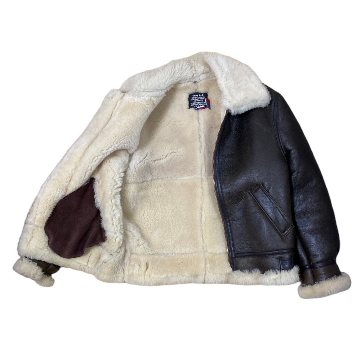 超美品✨️ショット フライトジャケット b-3 ムートン 羊革 USA製 希少 schott フライトジャケット B-3 ムートン 羊革 ブラウン 38 010
