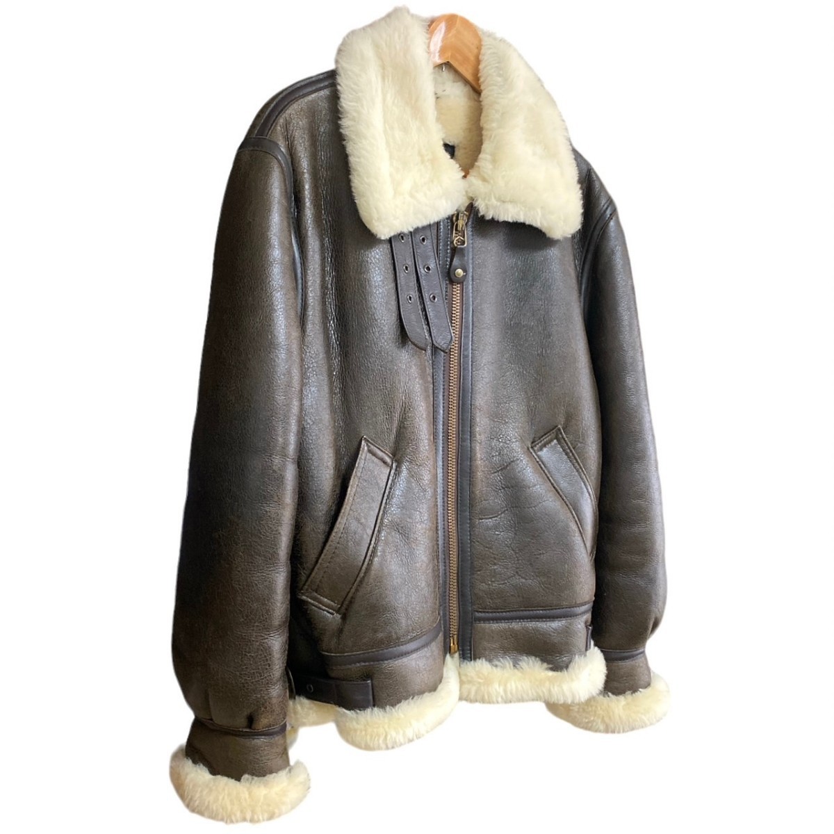 【USA製】Schott サイズ38 B-3 リアルムートン フライトジャケット USA製✨Schott B-3ムートンフライトジャケット38レザー ブラウン