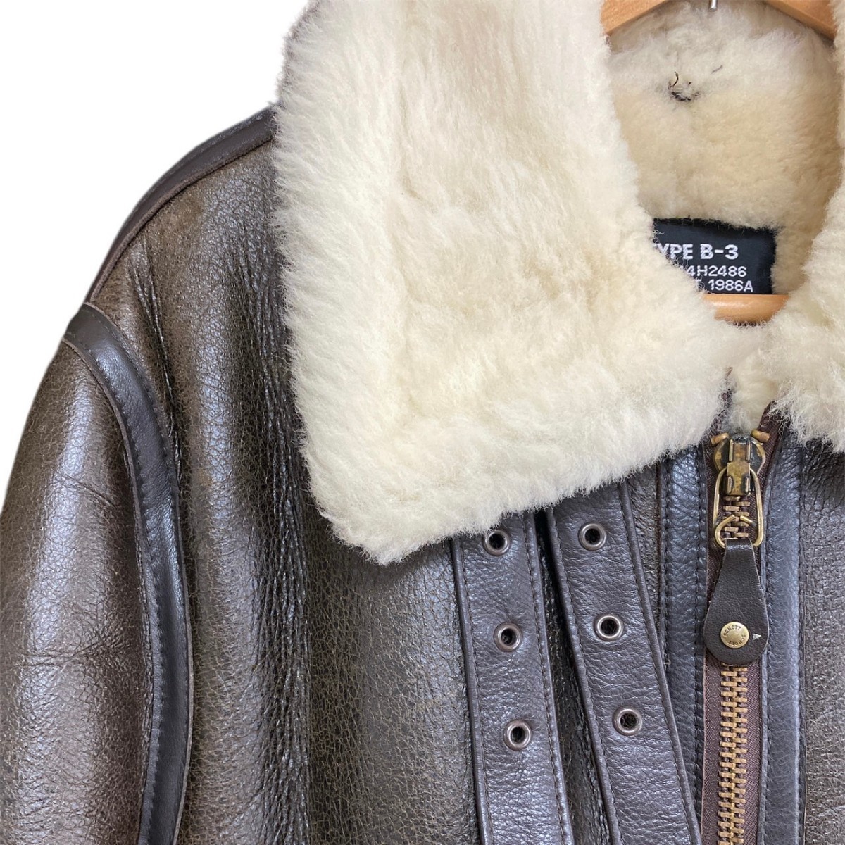 名作 Schott USA B3 ムートン フライトジャケット 40 ショット 希少 40】 SCHOTT フライトジャケットB-3ムートンUSA製