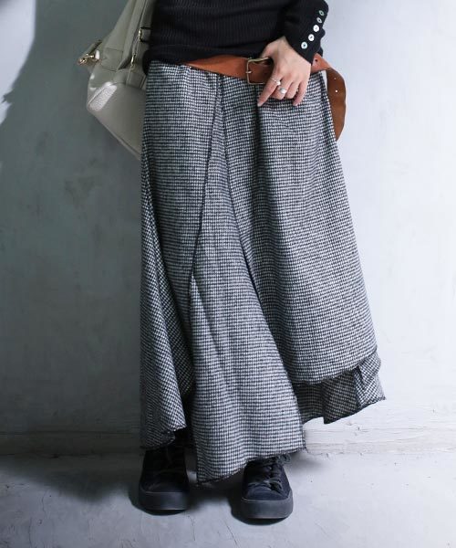 格安，高品質 アンティカantiqua アシンメトリーにお洒落を紡ぐ 千鳥格子デザインスカート(その他)｜売買されたオークション情報、yahooの商品情報をアーカイブ公開 - オークファン その他