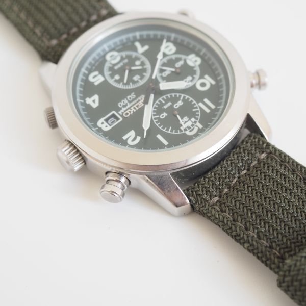 ジャンク SEIKO SDWB63P1 7T32-7D90 クロノグラフ クォーツ ミリタリー