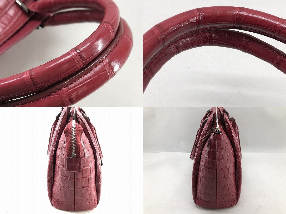JRA ピンク BAGFAN クロコ エキゾチックレザー ショルダーバッグ
