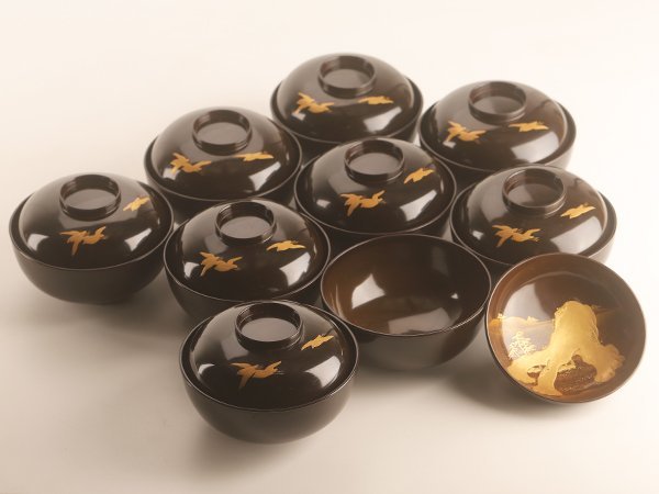 流】茶懐石道具 見返蒔絵吸物椀九客 KR111 【公式通販】