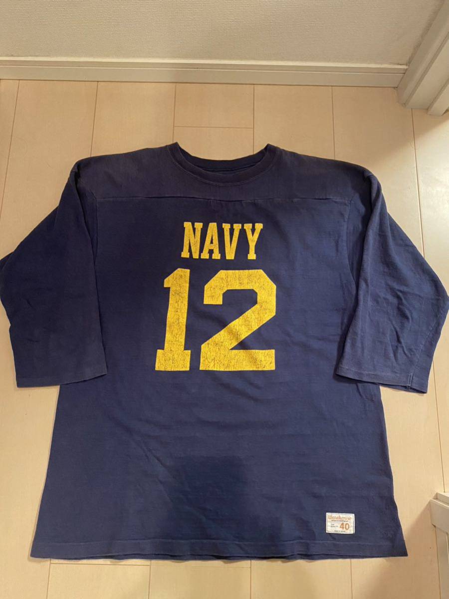 warehouseウエアハウス Lot 4063 7分袖フットボールT NAVY 12 TシャツChampion USA製 