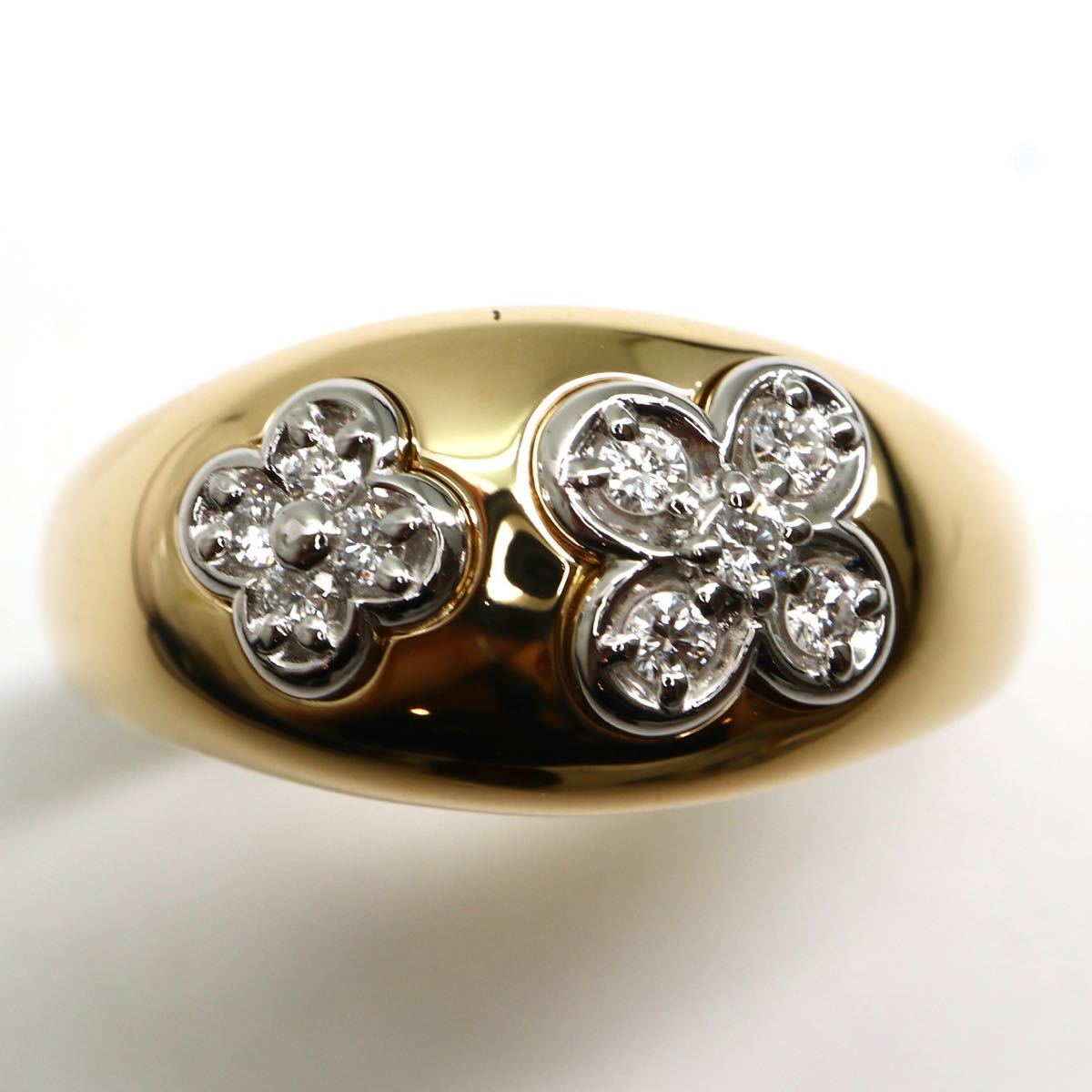 美品 田崎真珠 タサキ Pt900×K18 ダイヤ0.41ct リング 指輪 TASAKI(田崎真珠)◇Pt900/K18 天然ダイヤモンドリング◇S 8.2g 18号