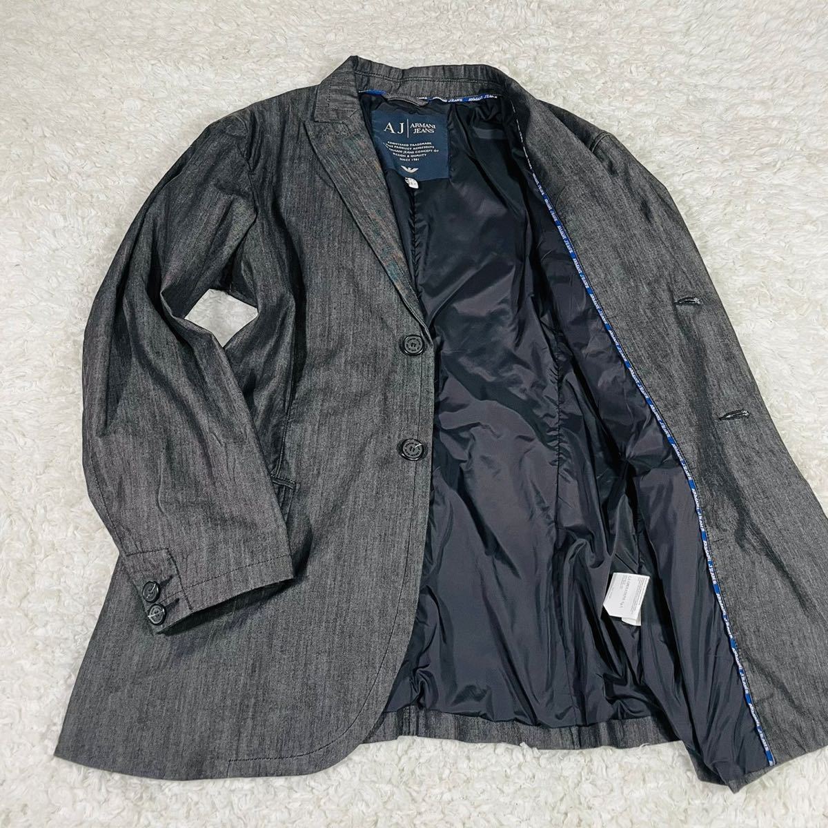 希少サイズ！XL デニム調 ARMANI JEANS テーラードジャケット 2B 