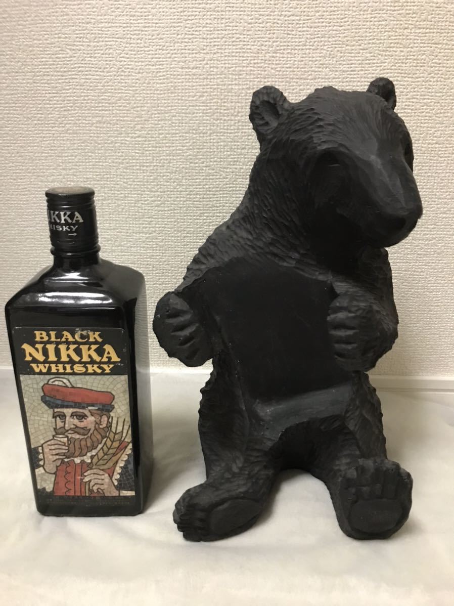 ☆昭和レトロ☆木彫り風熊置物 ブラックニッカBLACK NIKKA WHISKY 1級