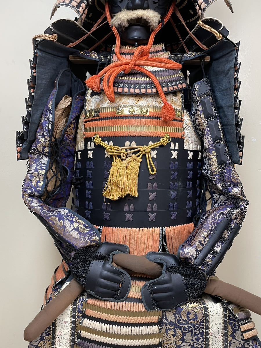 美品 年代物 等身大 157cm 鎧一式 武具 甲冑 鎧兜 武士 侍 武将 五月 