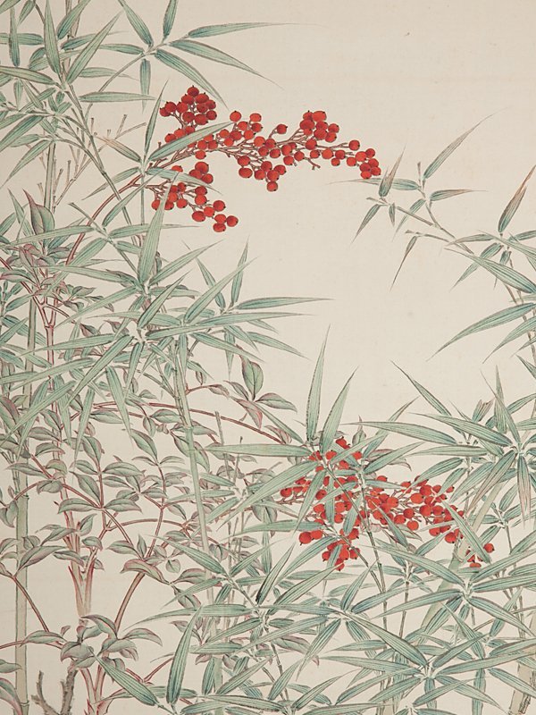 五】藤幾鶴舟 花鳥図 真作 絹本 彩色 掛軸 箱付