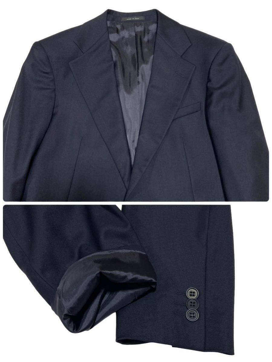 未使用 EMPORIO ARMANI カシミヤ混 スーツ セットアップ 大きいサイズ ウール 毛 カシミア ネイビー エンポリオアルマーニ タグ付 52