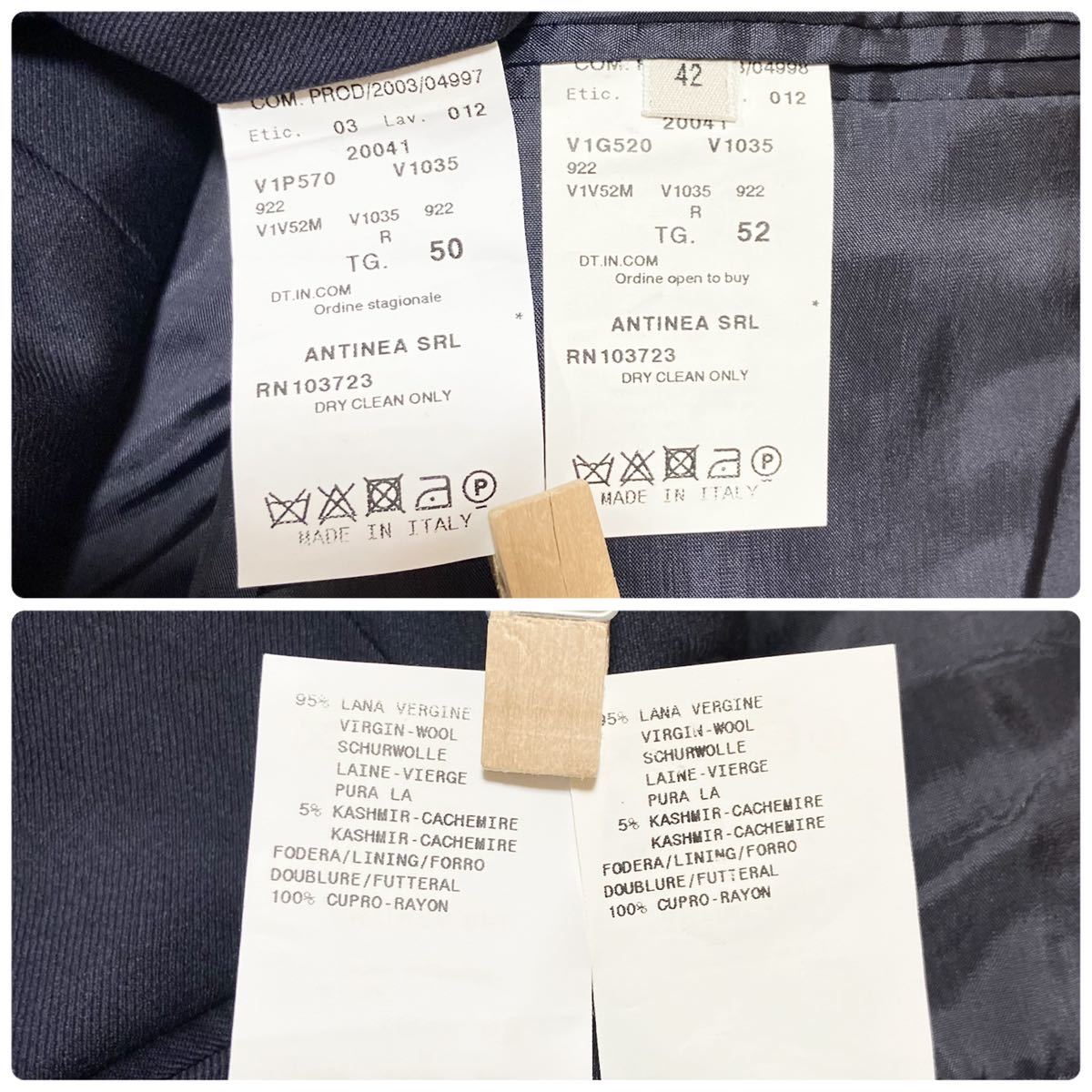 未使用 EMPORIO ARMANI カシミヤ混 スーツ セットアップ 大きいサイズ ウール 毛 カシミア ネイビー エンポリオアルマーニ タグ付 52