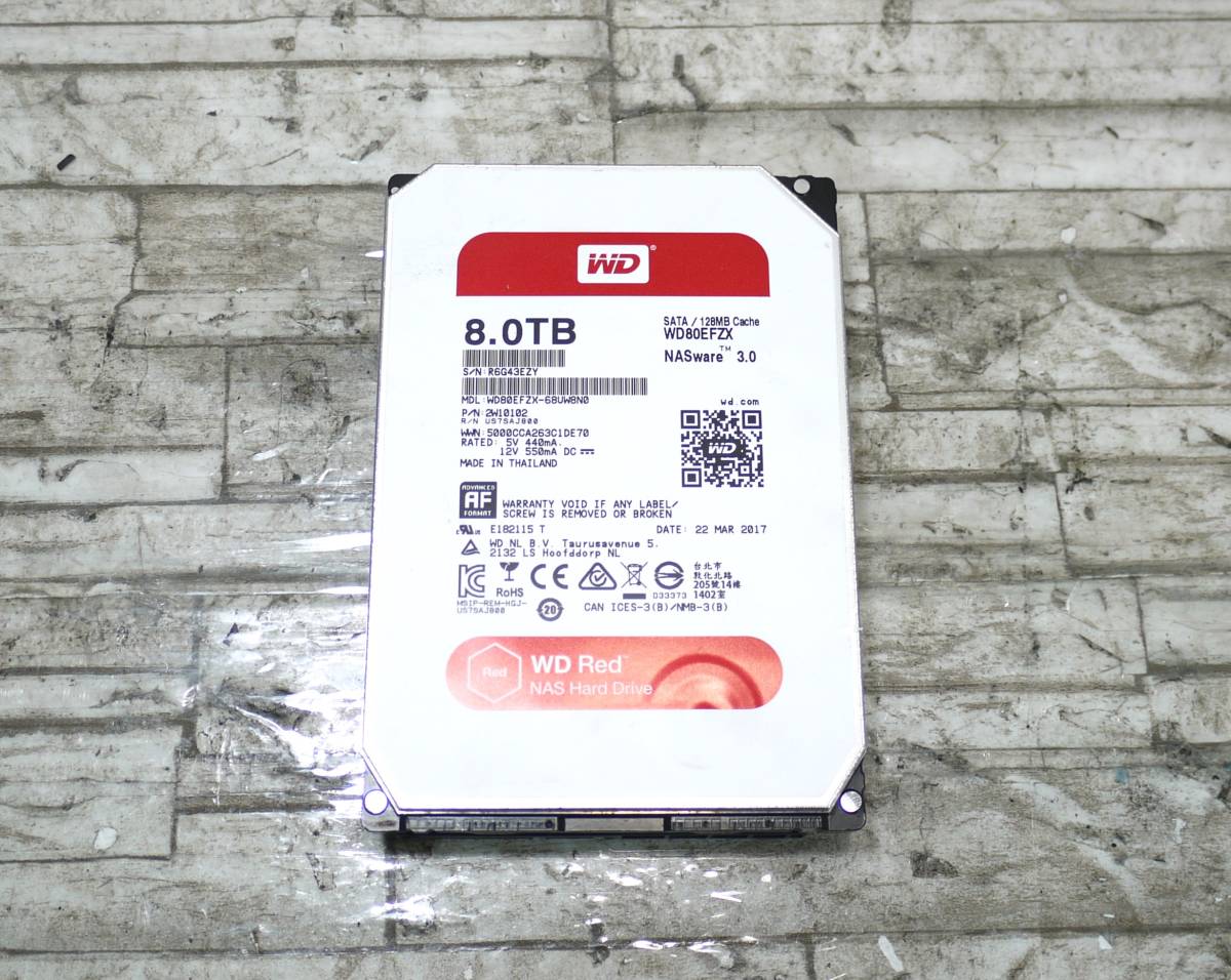 WD 3.5インチHDD WD80EFZX 8TB SATA 使用50345時間