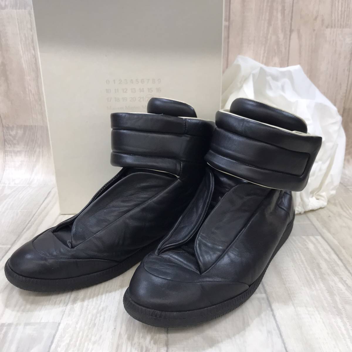 KZ1132★MaisonMartinMargiela : フューチャーハイトップスニーカー★43★黒 メゾンマルタンマルジェラ