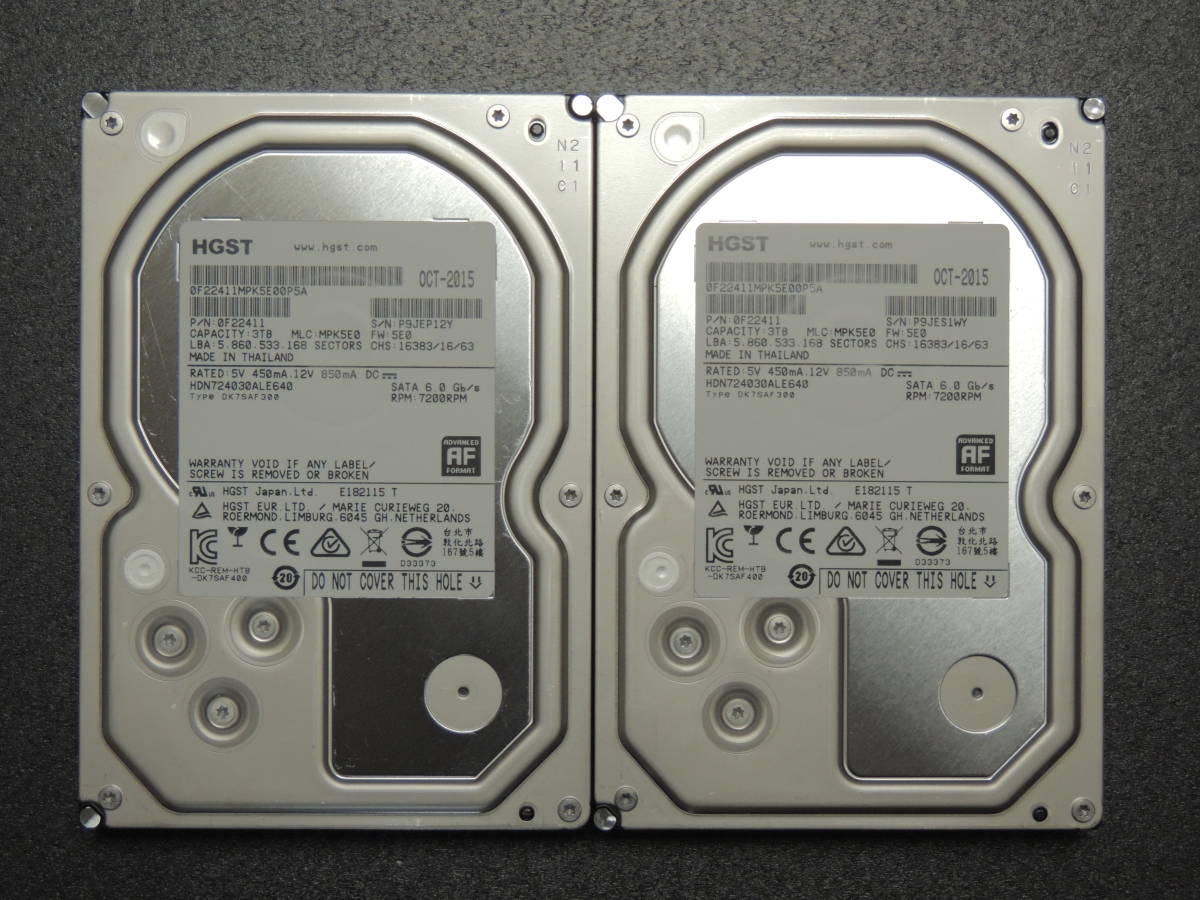 検品済み/使用973時間】HGST 4TB HDD HUS724040ALE640 管理:ア-44