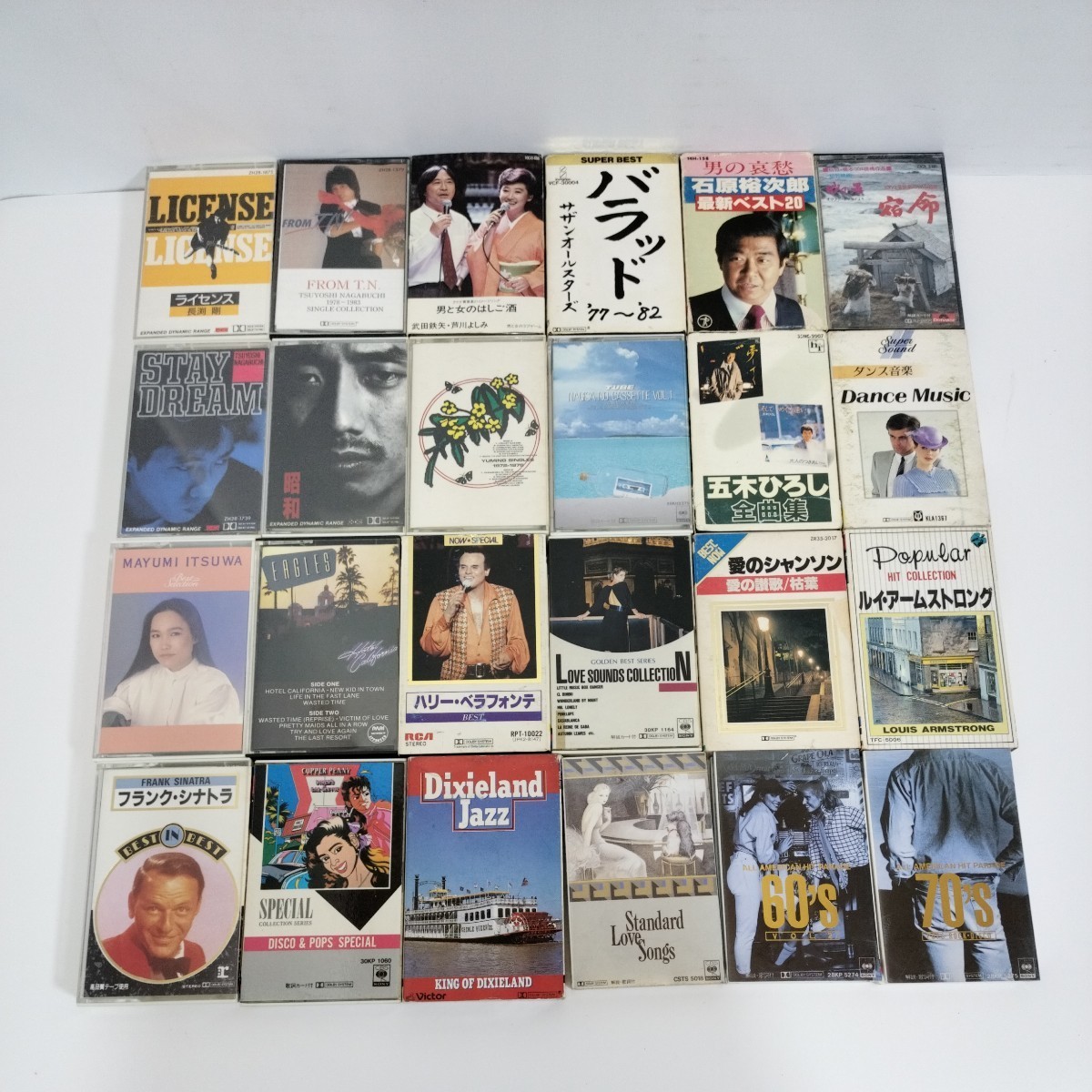 2 カセットテープ・昭和ミュージック・レトロ・邦楽・洋楽・２４本セット・ジャンク品・未確認・長渕剛・サザン・傷汚れ等有り・６０サイズ