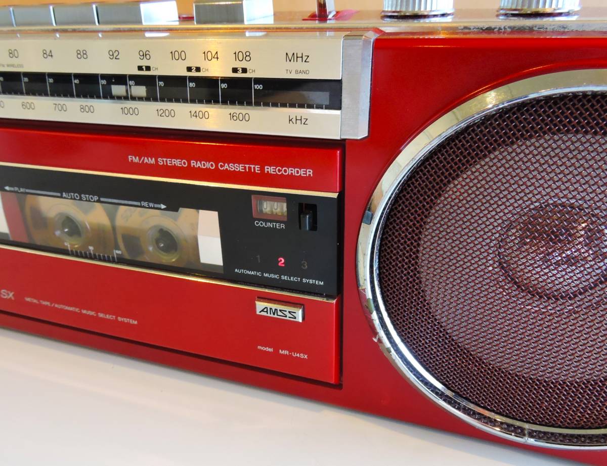 80s SANYO 小型ラジカセ U4 sx MR-U4SX レッド 整備済 動作品 良音